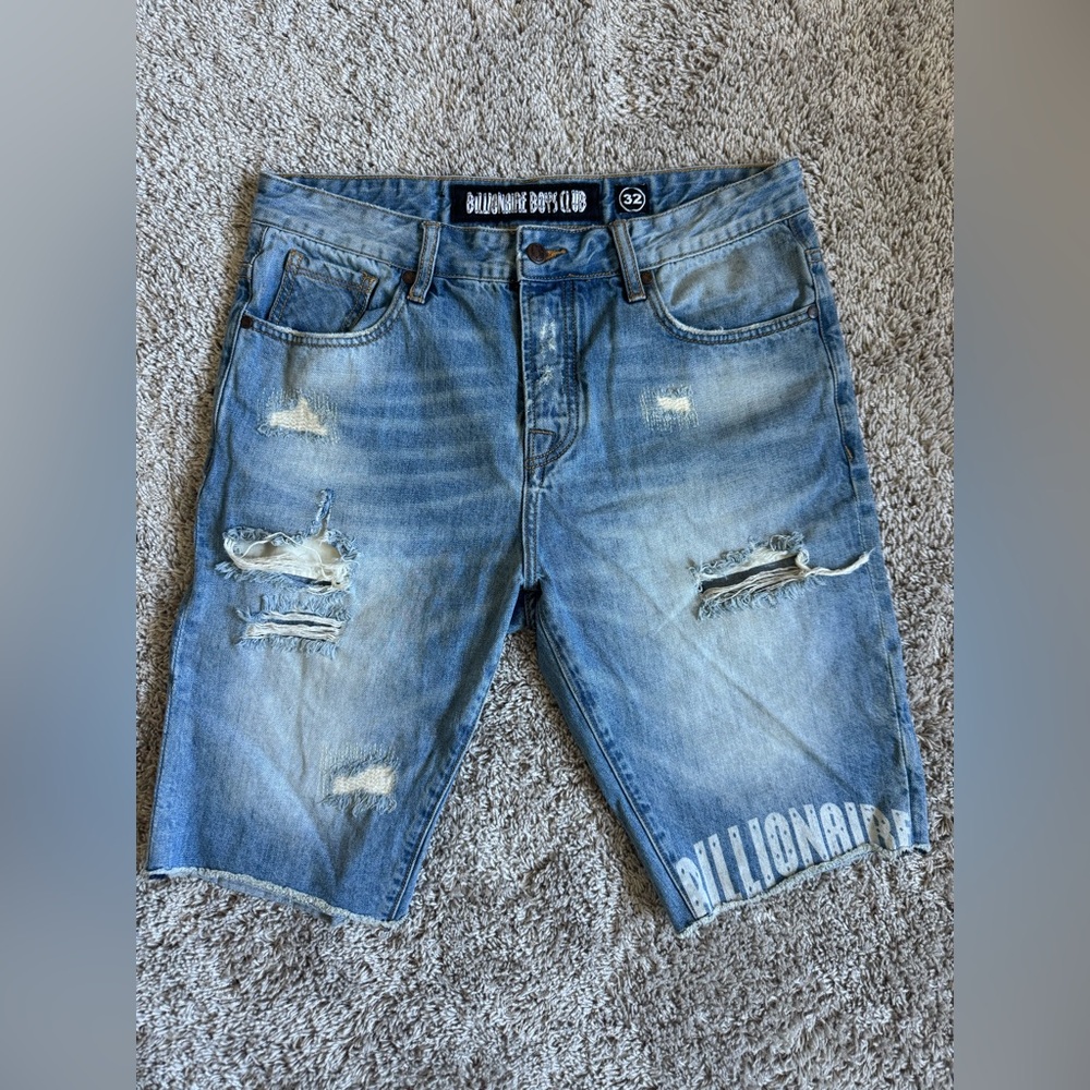 Billionaire Boys Club Blue Distressed Denim Shorts